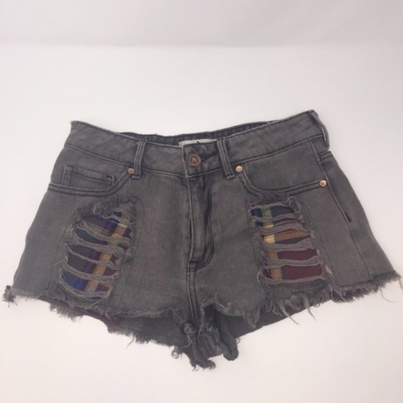 Bullhead Pants - Bullhead Denim Distressed Frayed High Rise Shorts